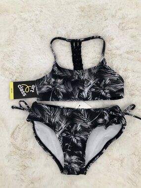 Art Class Girls' size XS X-small 4-5 Black & White Bikini UPF 50+